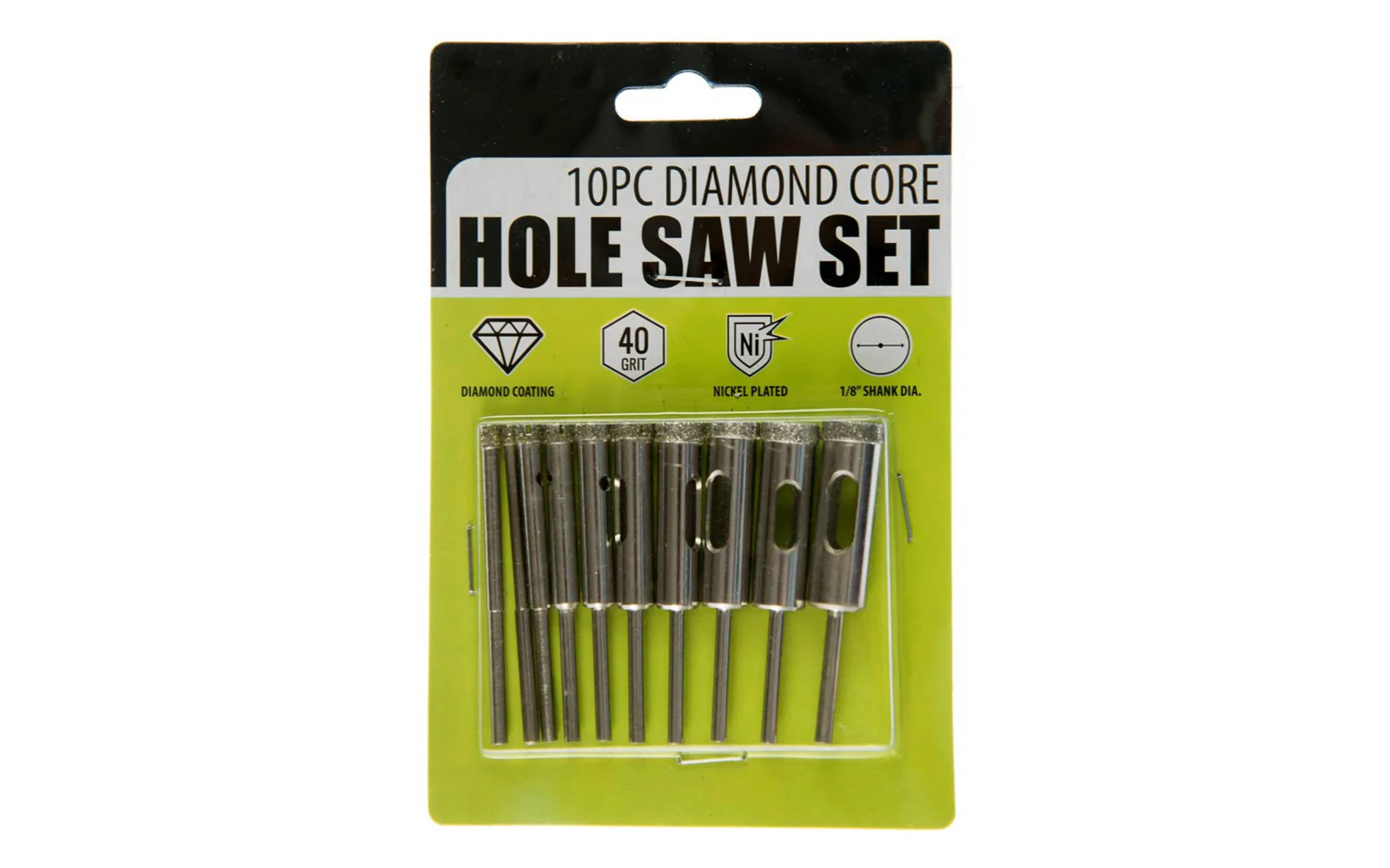 10 PC Diamond-Coated Mini Hole Saw Set - 40 Grit