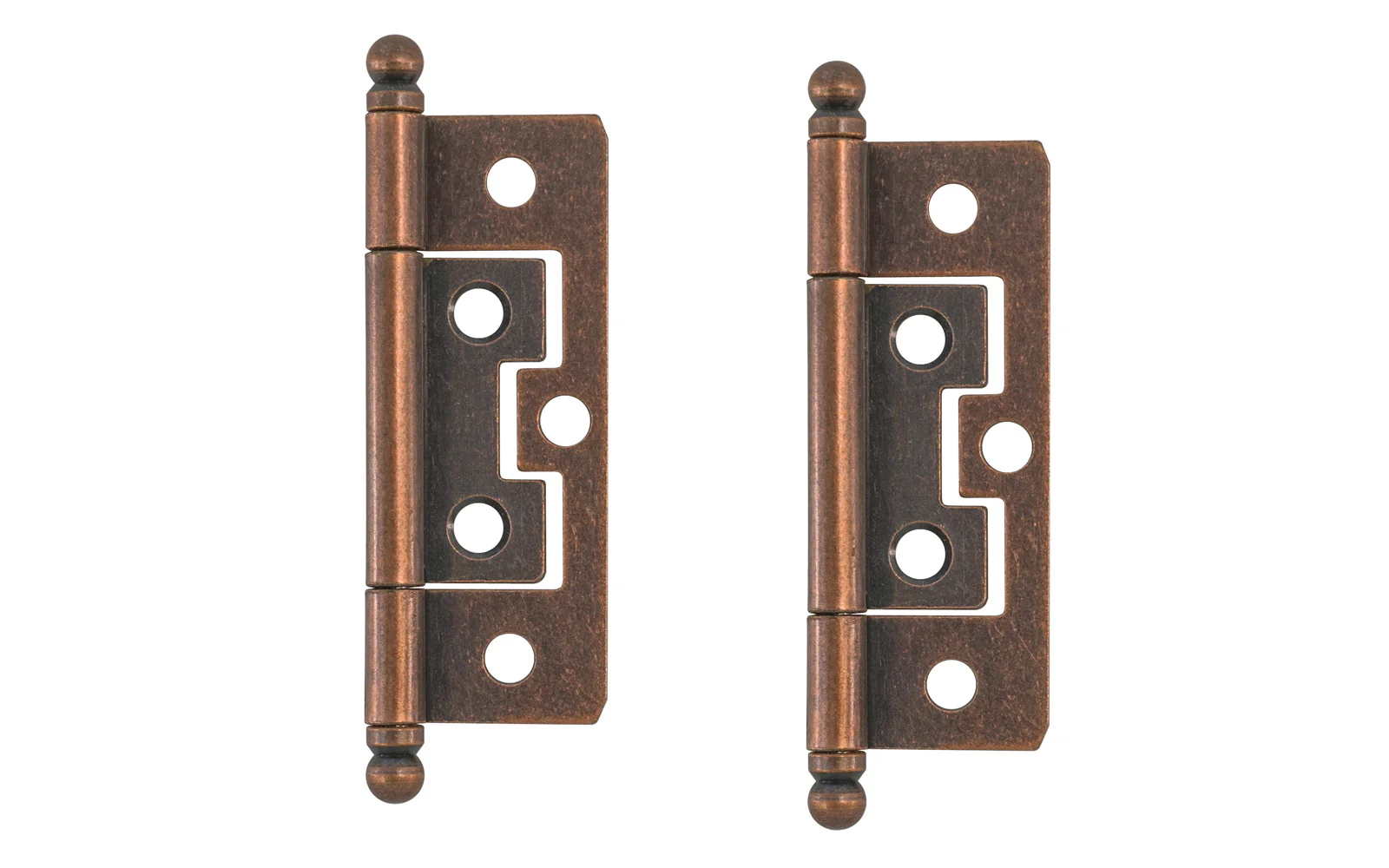 2-1/2" Non-Mortise Ball-Tip Cabinet Hinges ~ Antique Copper Finish