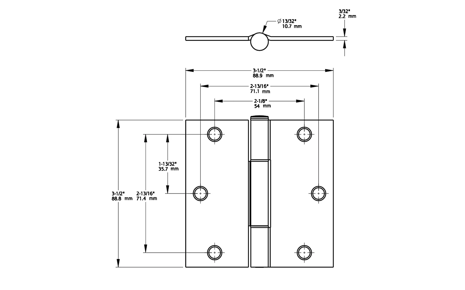 3-1/2" Satin Nickel "Squeak Guard" Door Hinges - 3 Pack - Image 4