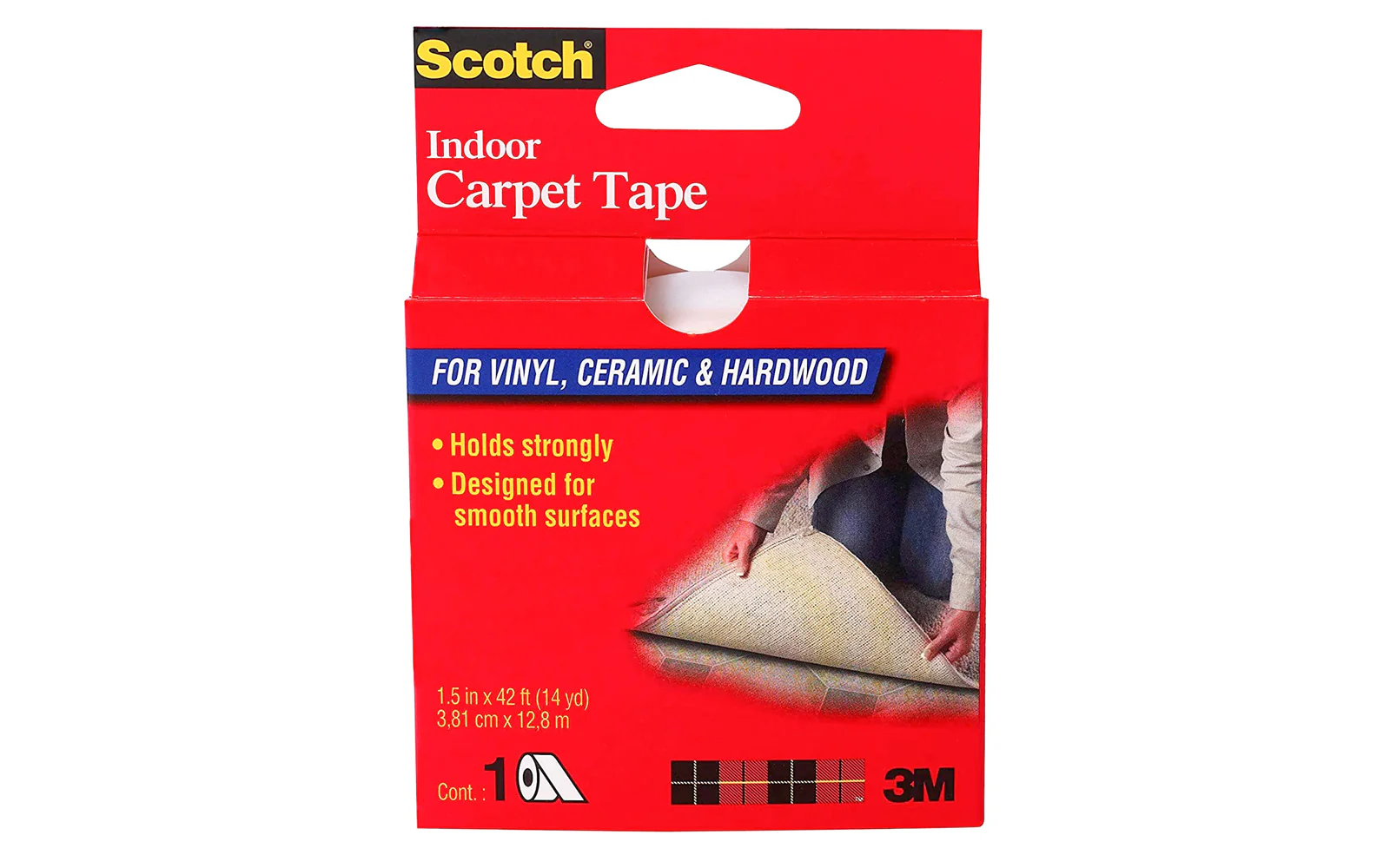 3M Scotch Indoor Carpet Tape for Hardwood, Vinyl, & Ceramic  1.5" x 42"
