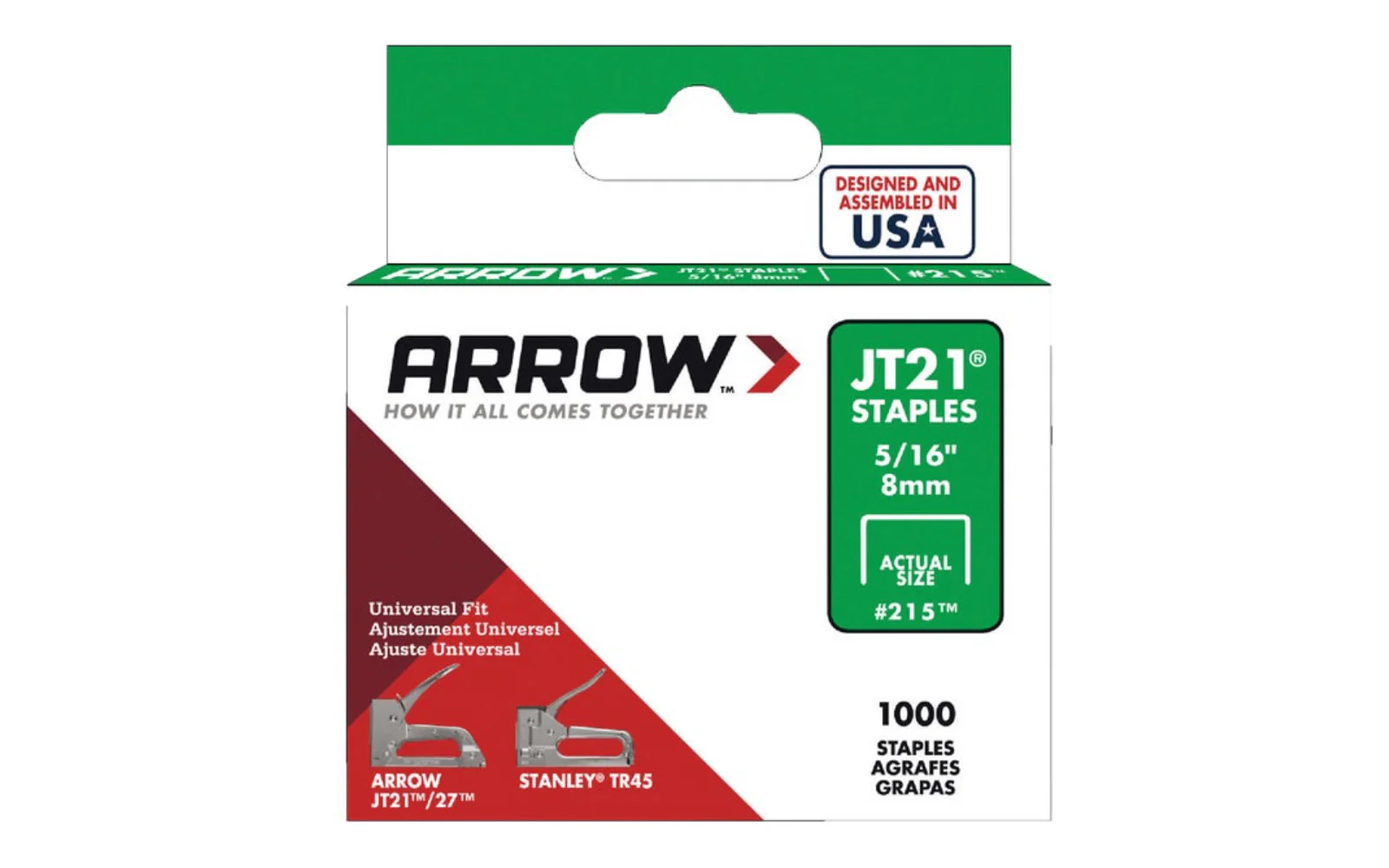 Arrow JT21 Light Duty 5/16" Staples - 1000 PK
