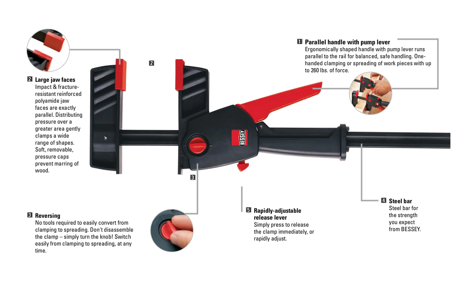 Bessey 24" DuoKlamp Clamp ~ DUO65-8 - Image 3