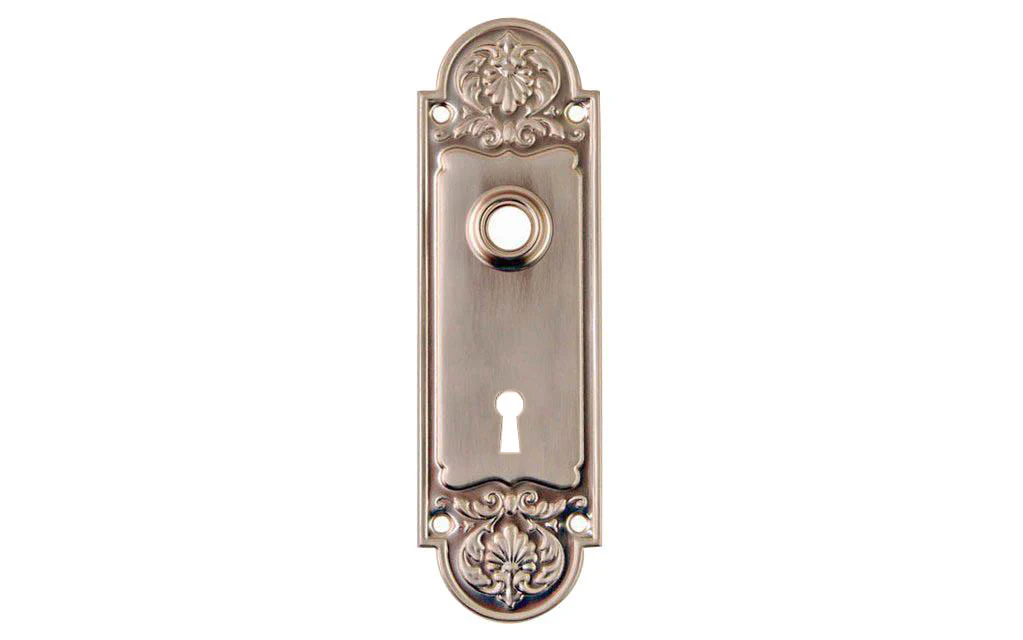 Ornate Brass Escutcheon Door Plate with Keyhole - Image 3