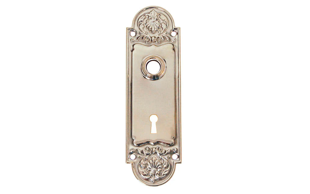 Ornate Brass Escutcheon Door Plate with Keyhole - Image 5