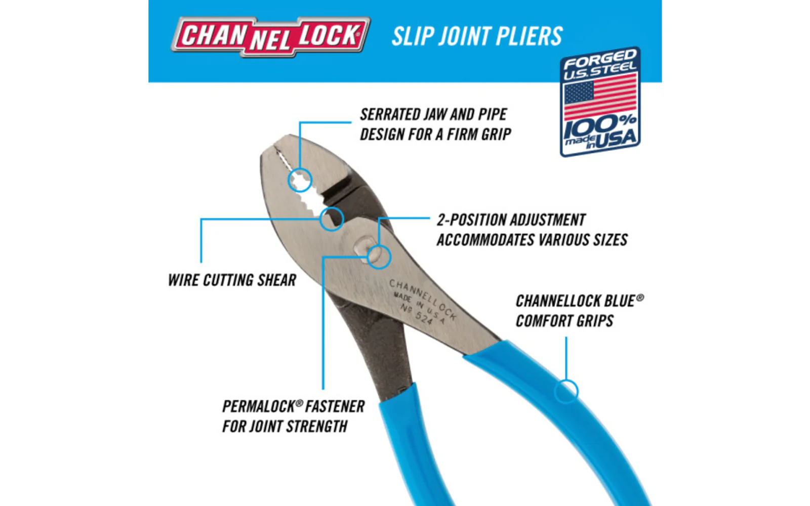 Channellock 4-1/2" Slip Joint Pliers - Image 2
