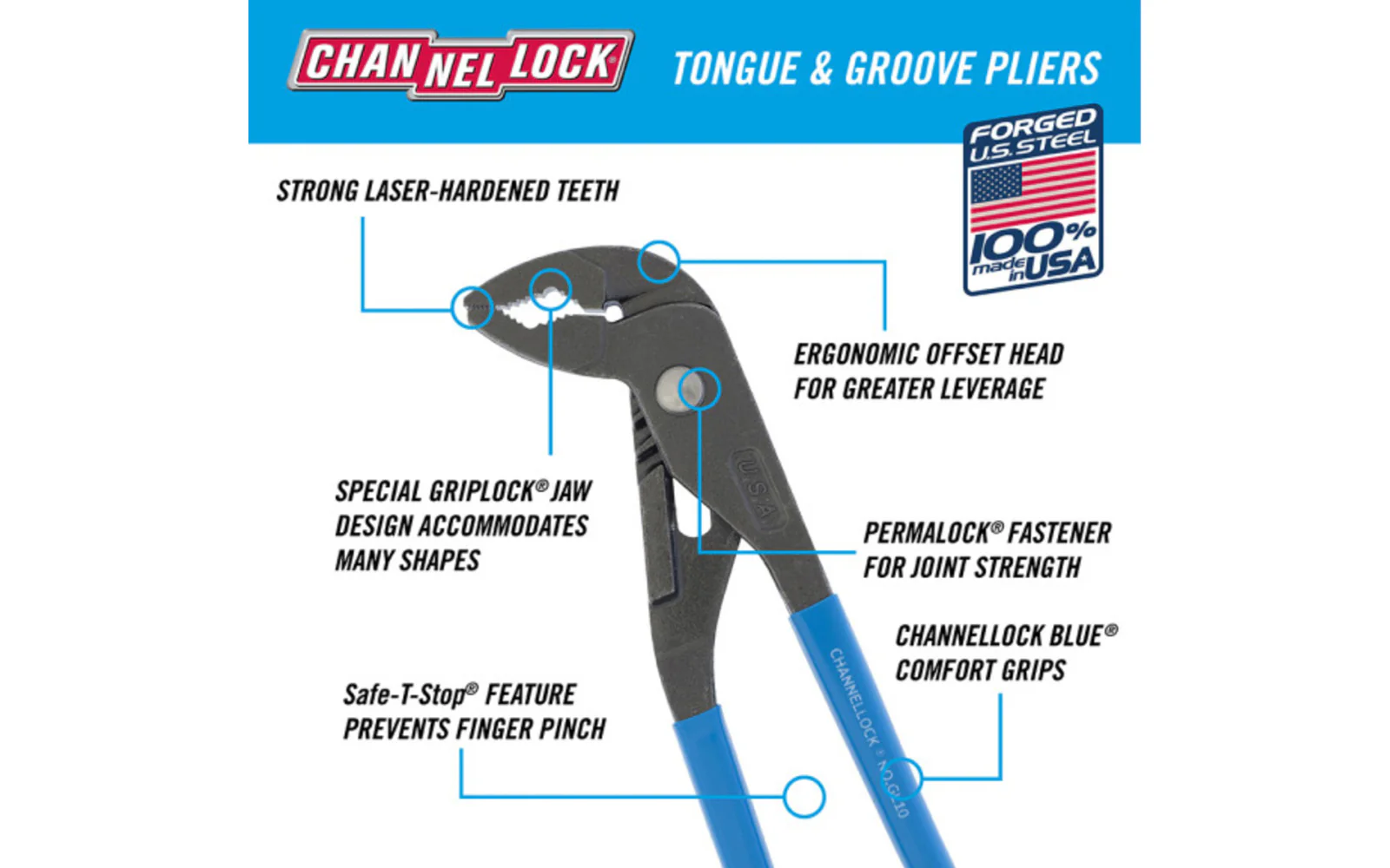 Channellock 9-1/2" GripLock Tongue & Groove Plier - GL10 - Image 2