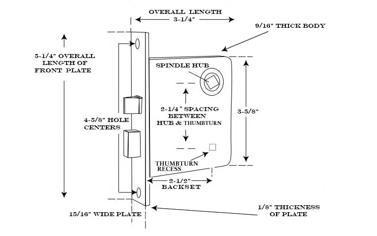 Classic Brass Interior Mortise Lock With Thumbturn Hole - Image 4