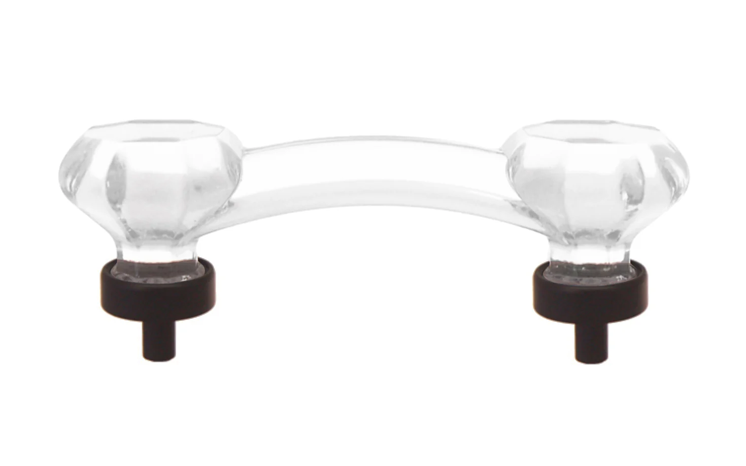 Octagonal Clear Glass Pull with Oil Rubbed Bronze Finish - 3" On Centers - Image 2