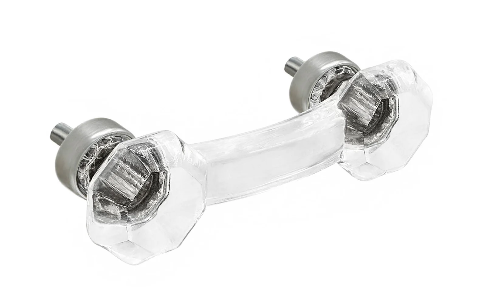 Octagonal Clear Glass Pull with Brushed Nickel Finish - 3" On Centers