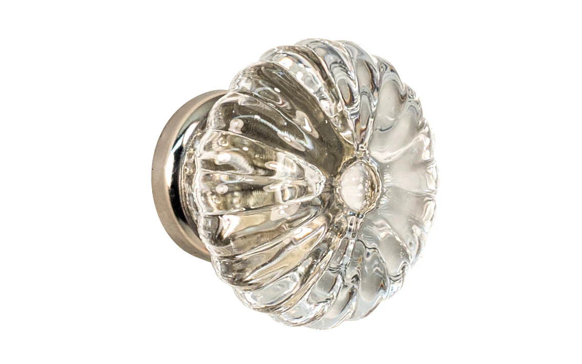 "Colonial Revival" Style Glass Cabinet Knob with Polished Nickel Base - Image 2