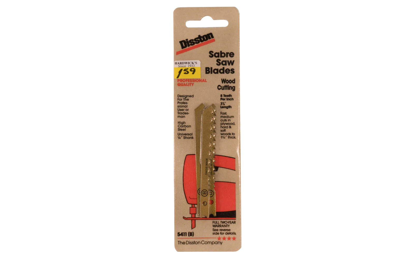 Disston 8 TPI Wood Cutting Sabre Saw Blades - 3 Pack