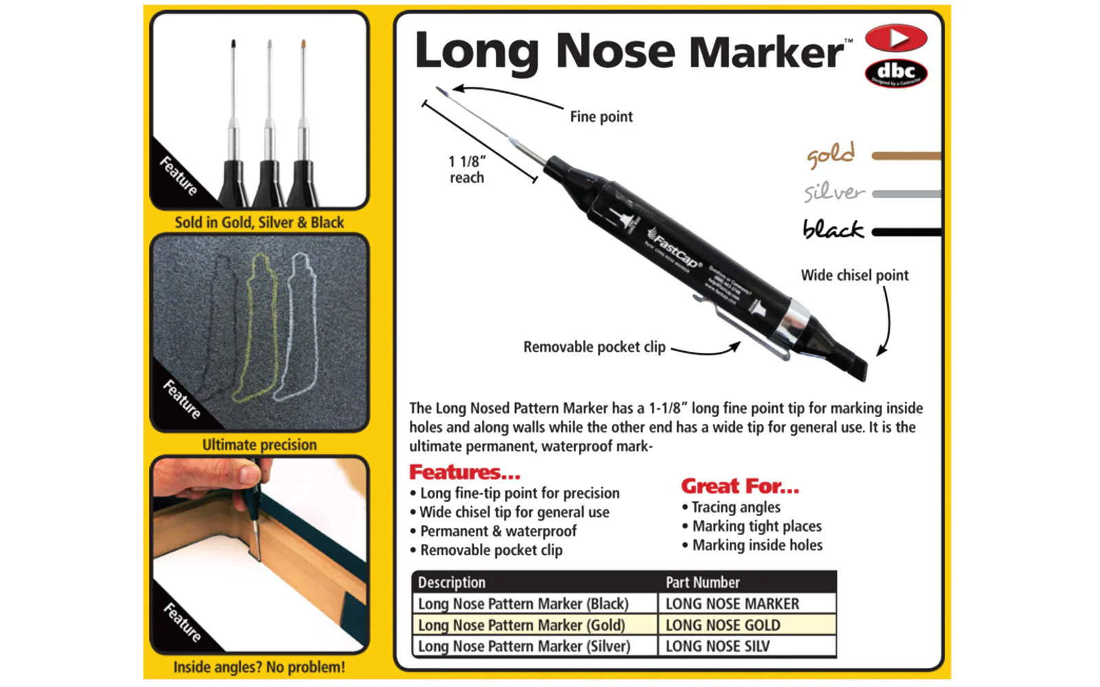 FastCap Long Nose Marker ~ Silver - Image 6