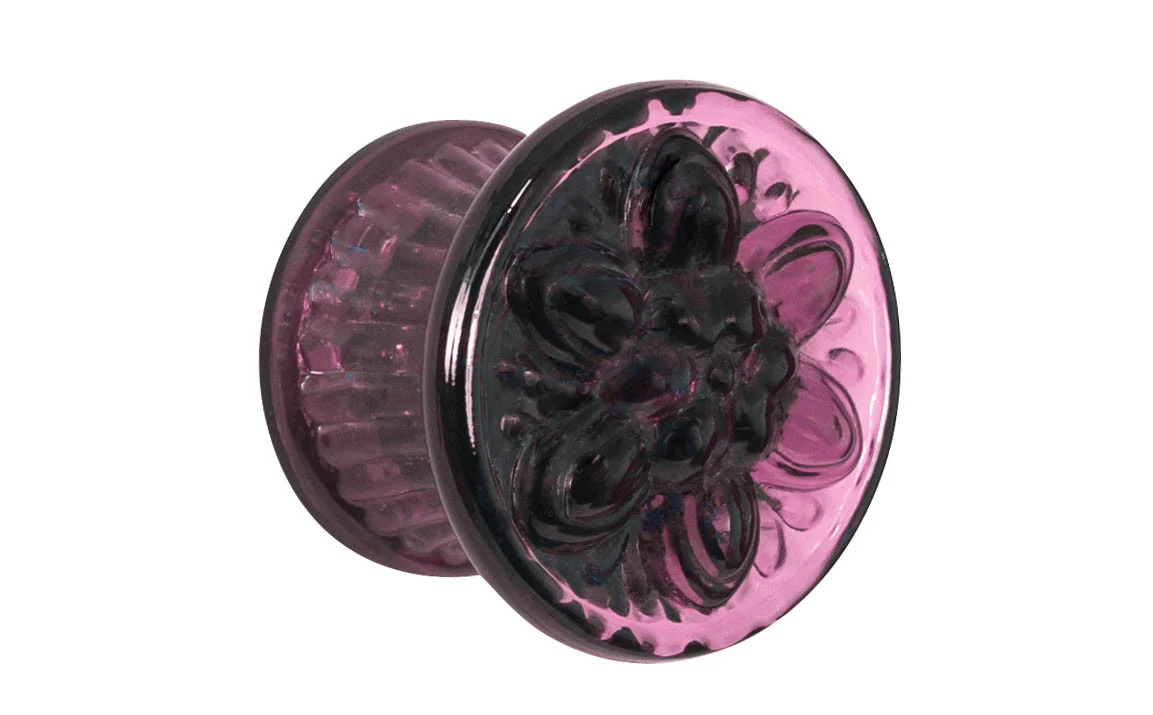 "Flower" Style Glass Knob ~ Purple Amethyst