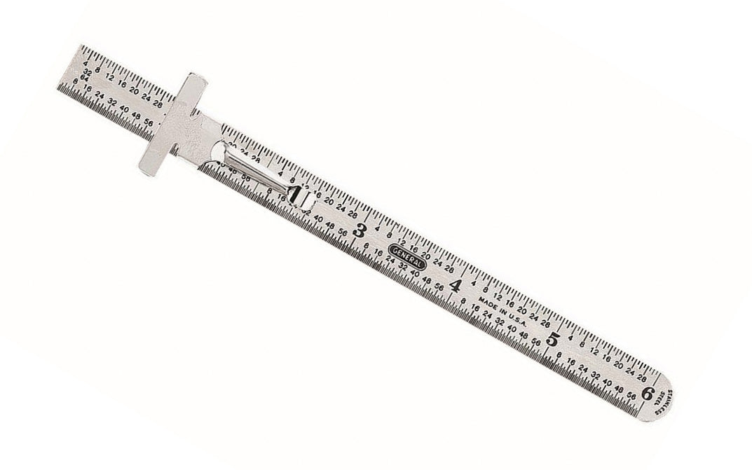 General Tools 6" Flexible Stainless Rule With Pocket Clip (32nds, 64ths)