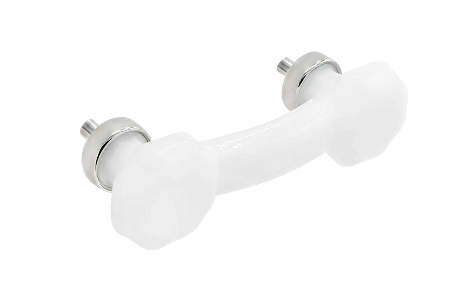 Octagonal "Translucent White Opal" Glass Pull with Polished Nickel Finish - 3" On Centers