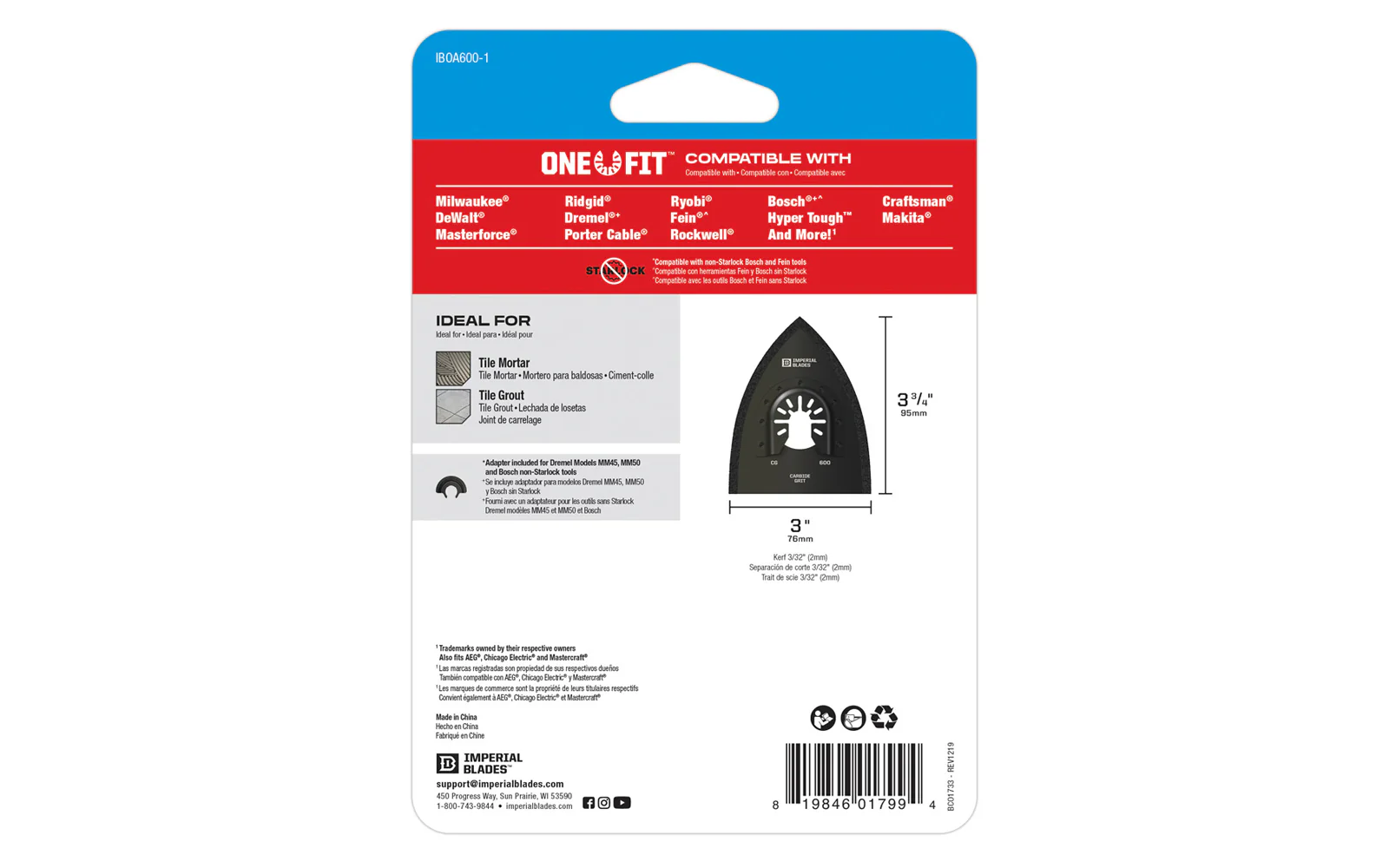 Imperial Blades "One Fit" 3" Dual Carbide Grit Blade - Image 3