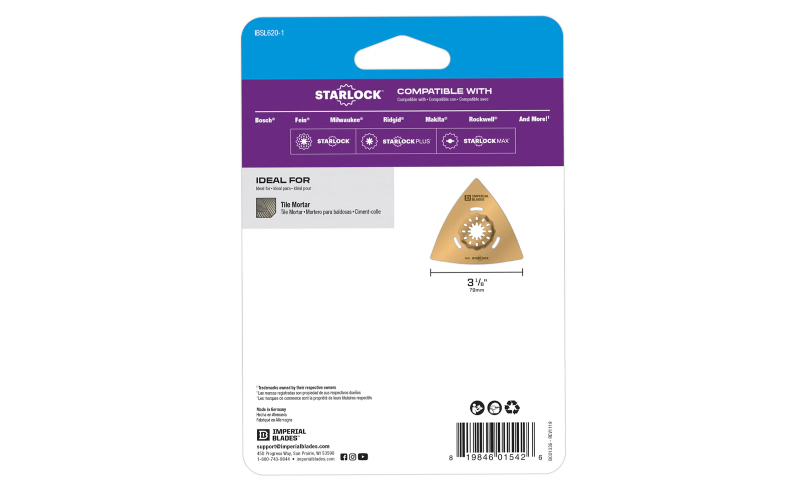 Imperial Blades "Starlock" 3-1/8" Carbide Grit Triangle Rasp - Image 3