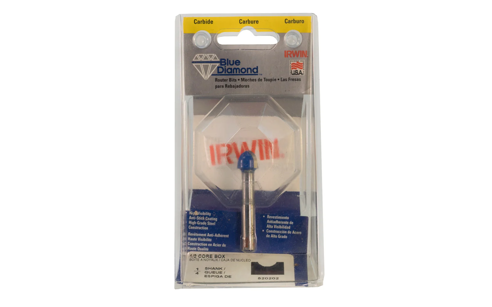 Irwin Carbide 1/4" Core Box Router Bit - Made in USA