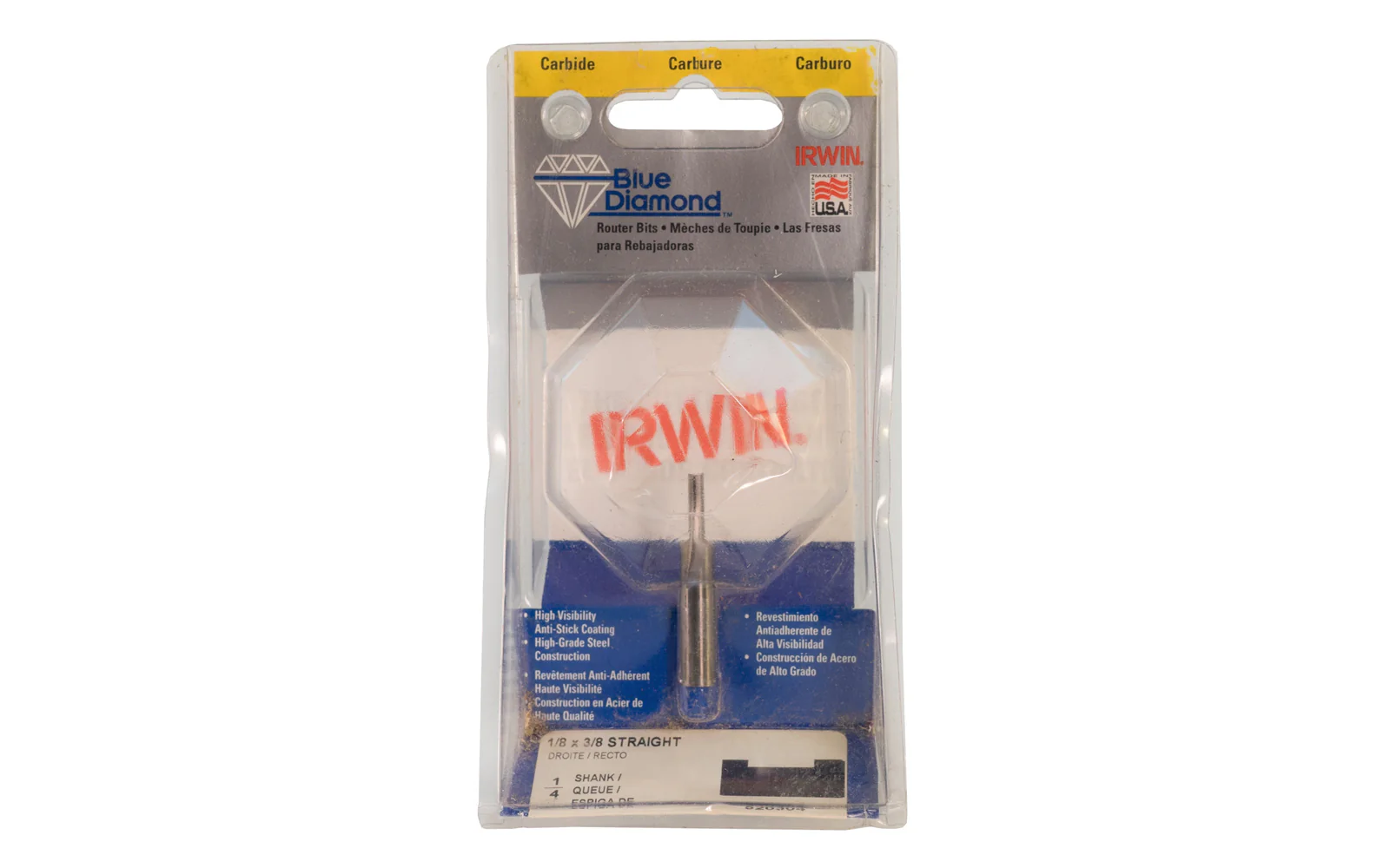 Irwin Carbide 1/8" x 3/8" Straight Router Bit - Made in USA