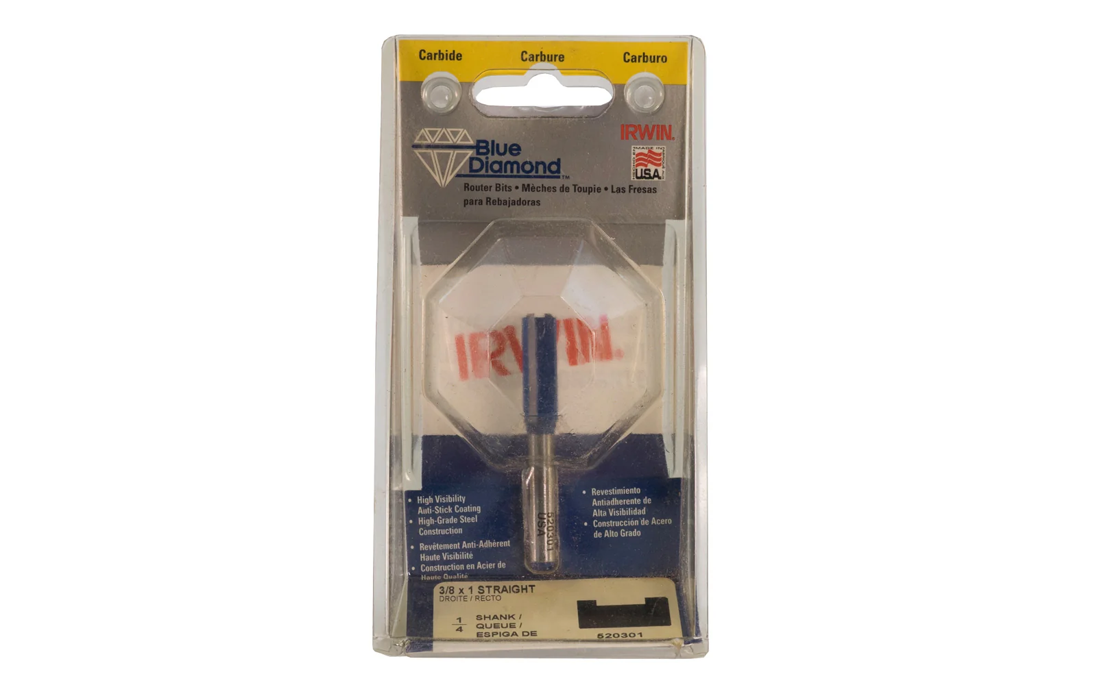 Irwin Carbide 3/8" x 1" Straight Router Bit - Made in USA