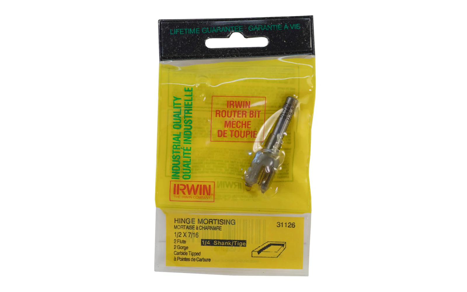 Irwin Carbide 1/2" x 7/16" Hinge Mortising Bit - Made in USA
