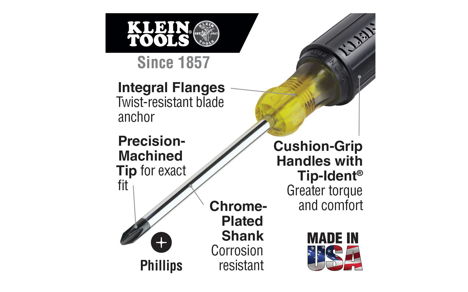 Klein No. 2 Phillips Screwdriver - 4" Shank - Image 2