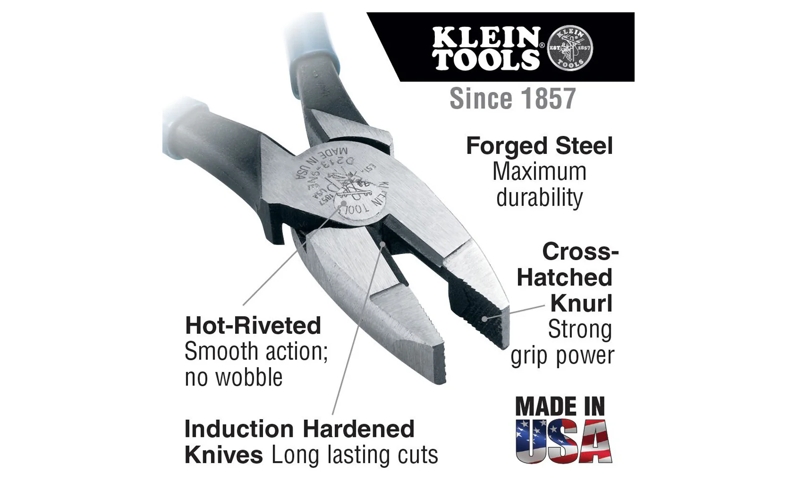 Klein Tools 9-1/4" Ironworker's Pliers - New England Nose ~ D213-9NE - Image 2