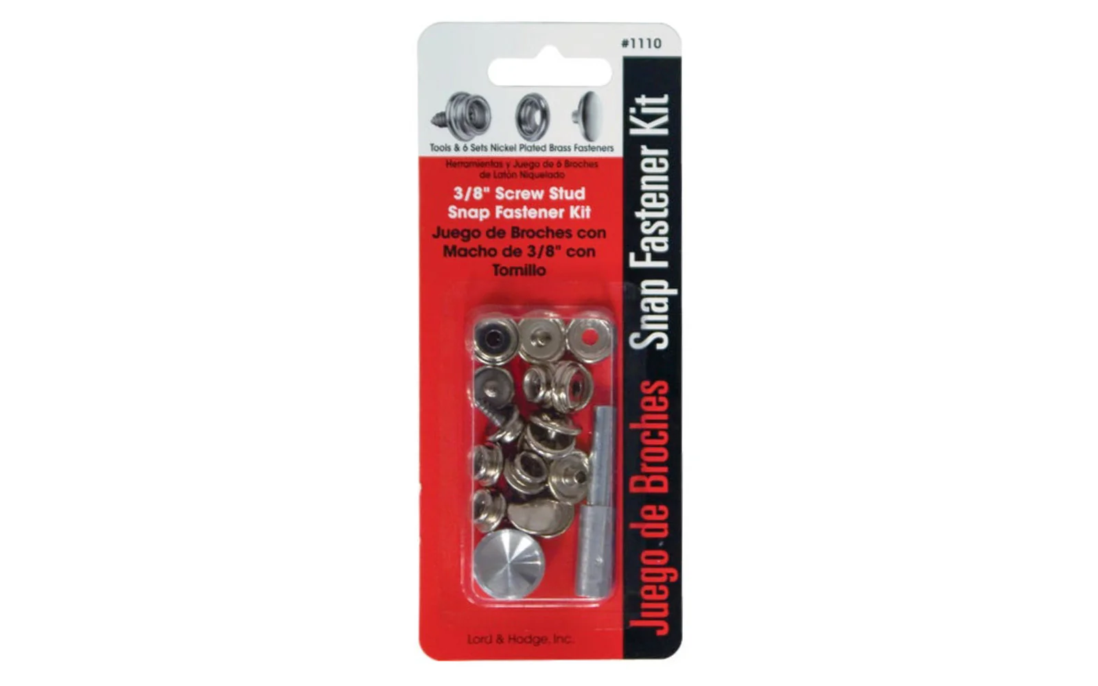 Lord & Hodge 3/8" Screw Stud Snap Fastener Kit