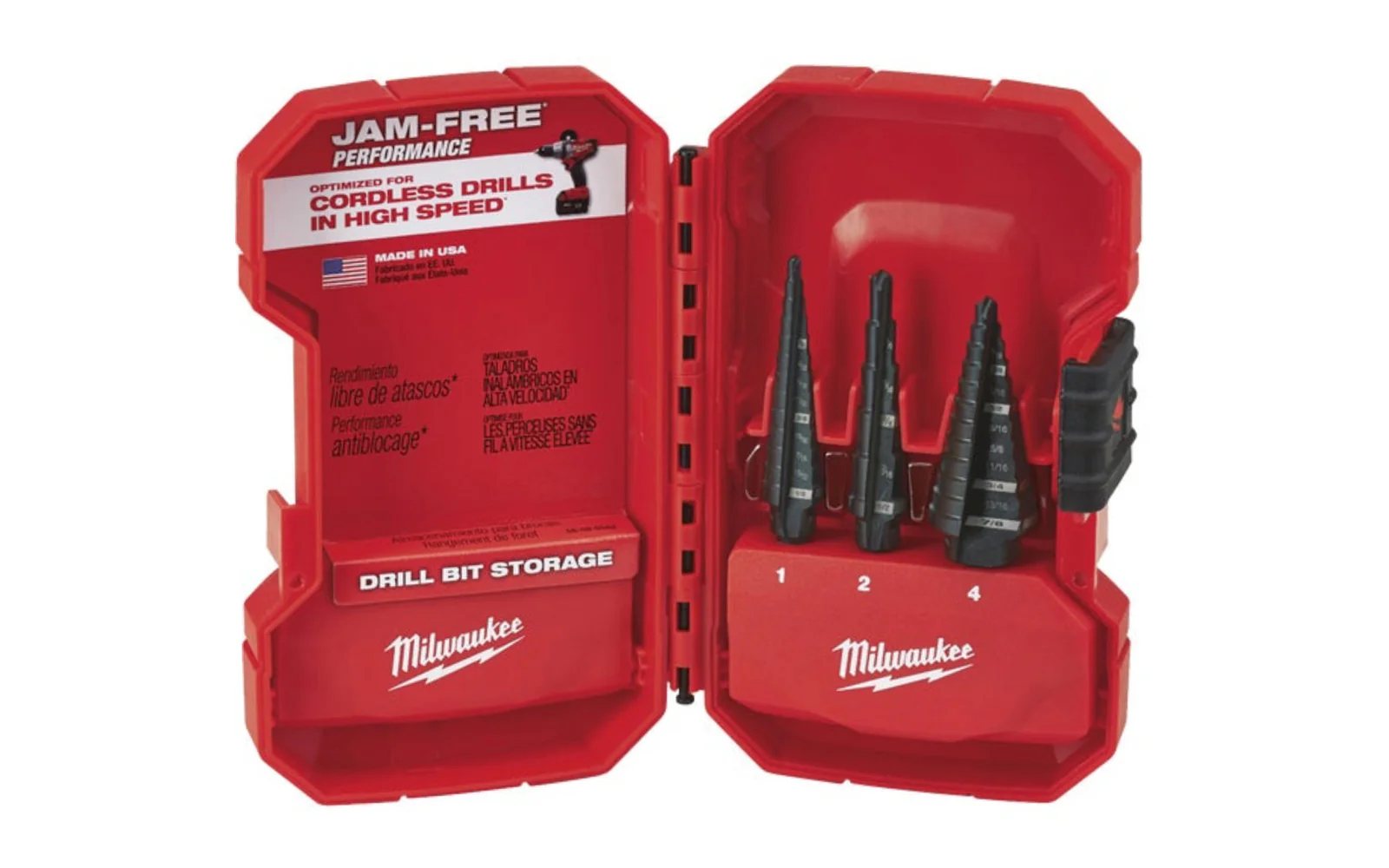 Milwaukee 3-Piece Black Oxide Step Drill Bit Set, #1 #2 #4