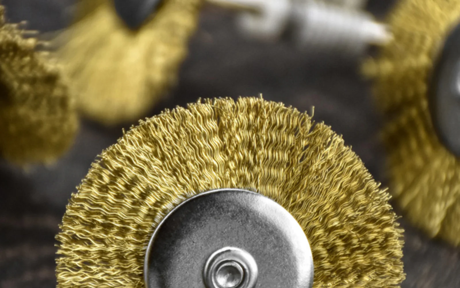 Mini Brass Wire Wheel - 1-1/2" Diameter - 1/8" Shank - Image 2