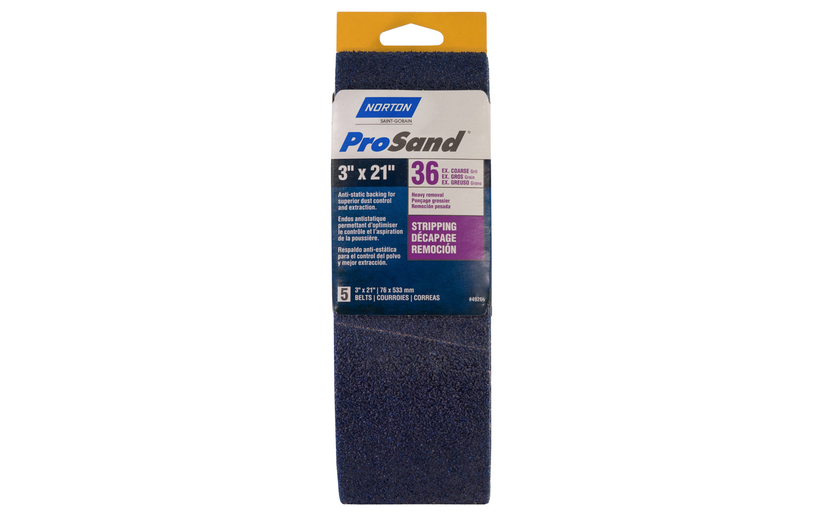 Norton "ProSand" 3" x 21" Sanding Belts - 36 Grit - 5 Pack