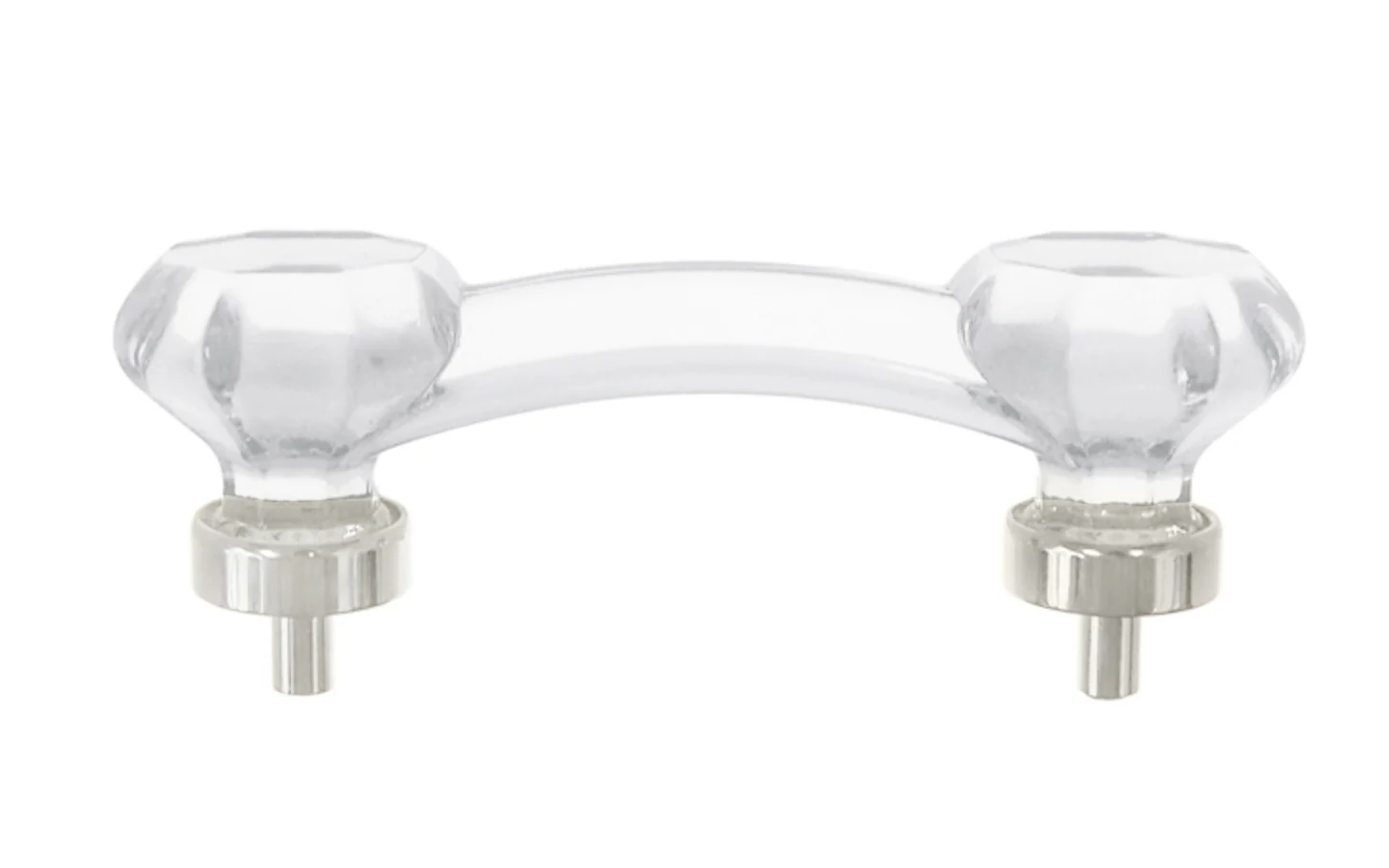 Octagonal Clear Glass Pull with Polished Nickel Finish - 3" On Centers - Image 2