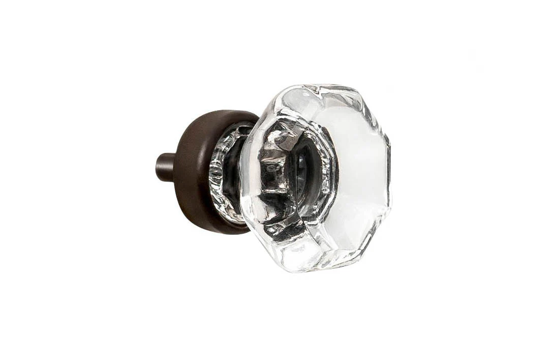 Octagonal Clear Glass Cabinet Knob with Oil Rubbed Bronze Finish - Image 3