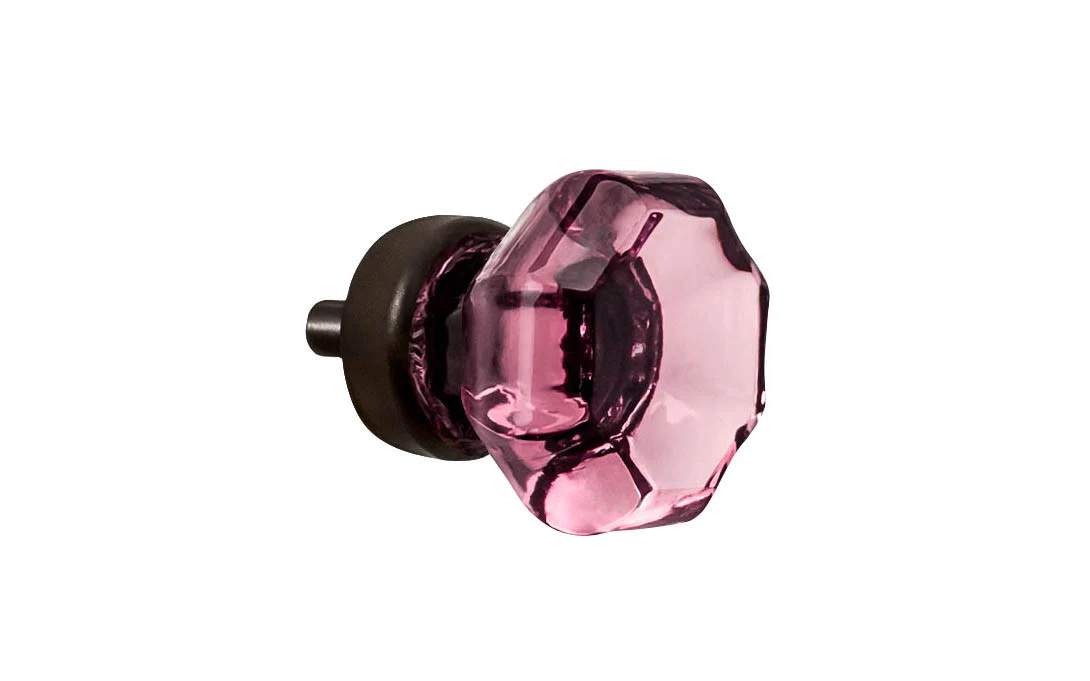 Octagonal "Purple Amethyst" Glass Cabinet Knob with Oil Rubbed Bronze Finish - Image 2