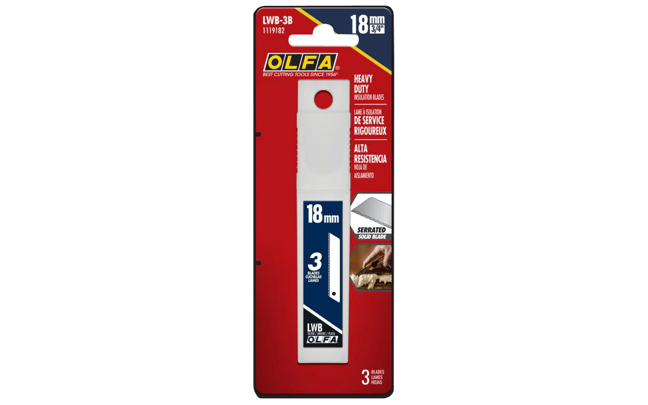 Olfa "LWB-3B" 18 mm Replacement Serrated Blades - 3 Pack - Image 2