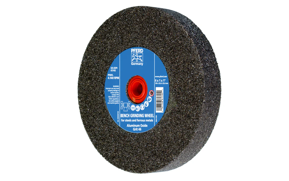 Pferd 6" Aluminum Oxide Bench Grinding Wheel ~ 1" Thick - 46 Grit