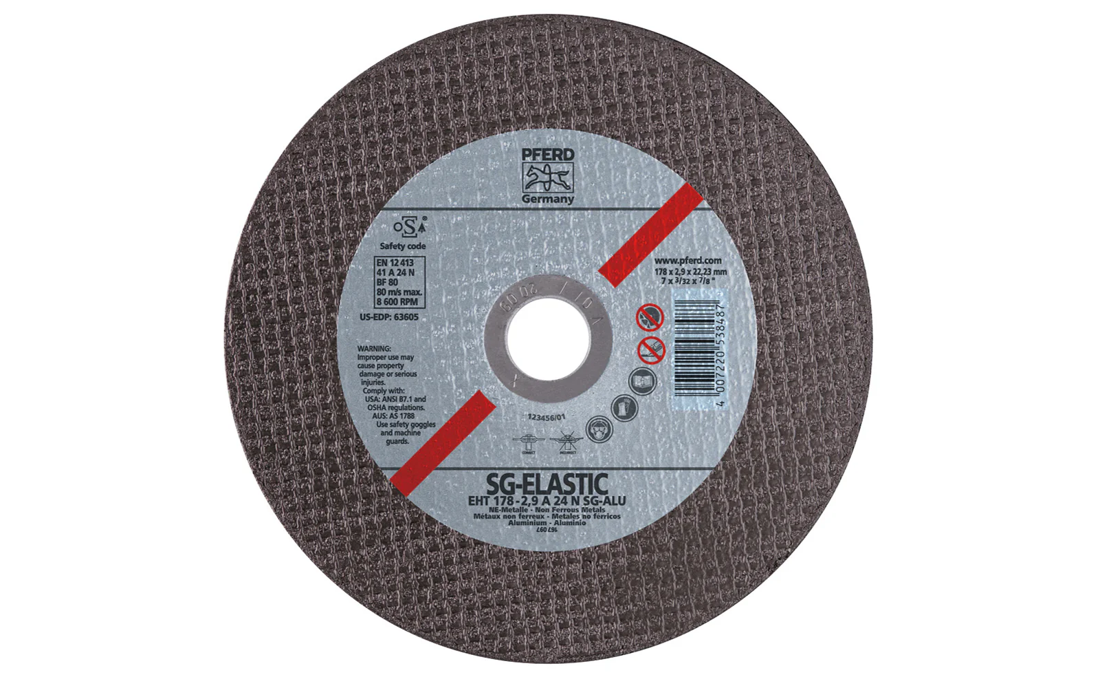 Pferd 7" Aluminum Cut-Off Wheel - 1/8" Thick, 7/8" Arbor