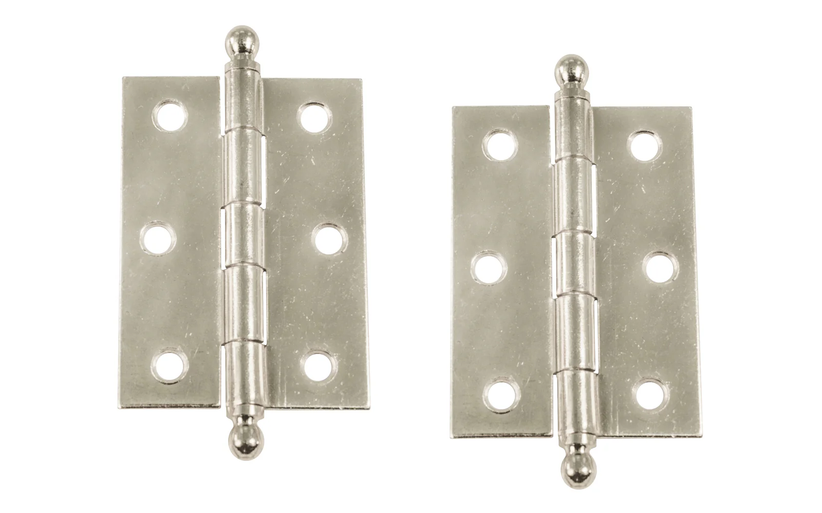 Pair of Loose Pin Plated Steel Ball-Tip Cabinet Hinges ~ 2-7/16" x 1-3/4" - Image 7