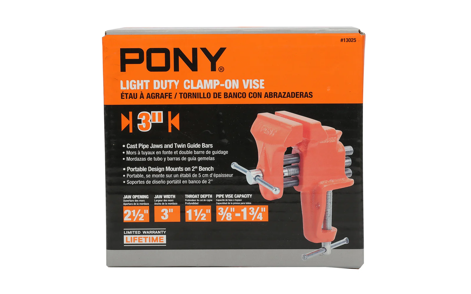 Pony 3" Light-Duty Clamp On Vise ~ 2-1/2" Jaw Opening - Image 2