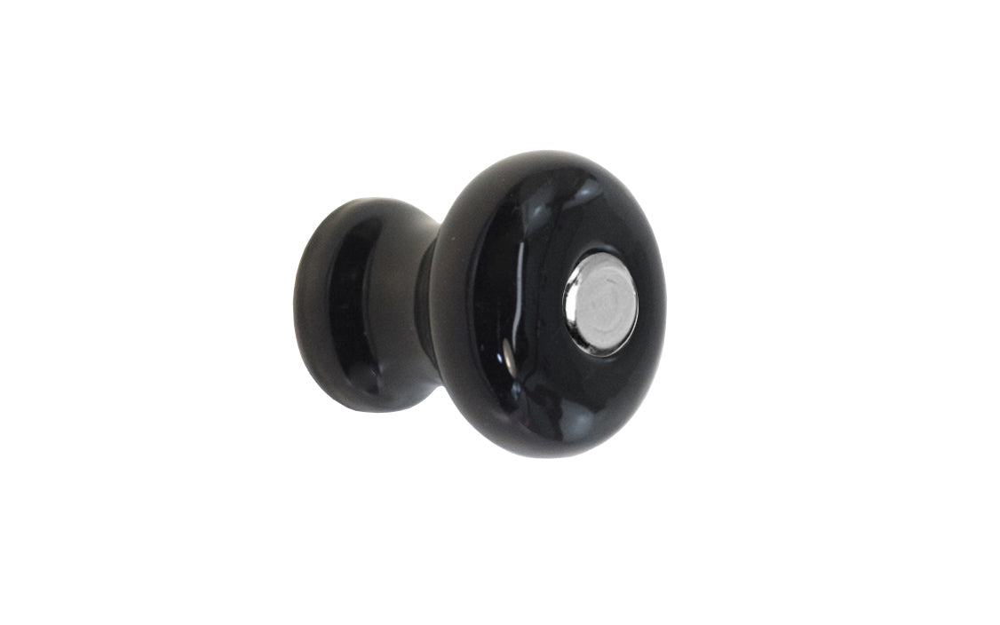 Round Glass Cabinet Knob ~ Black Color