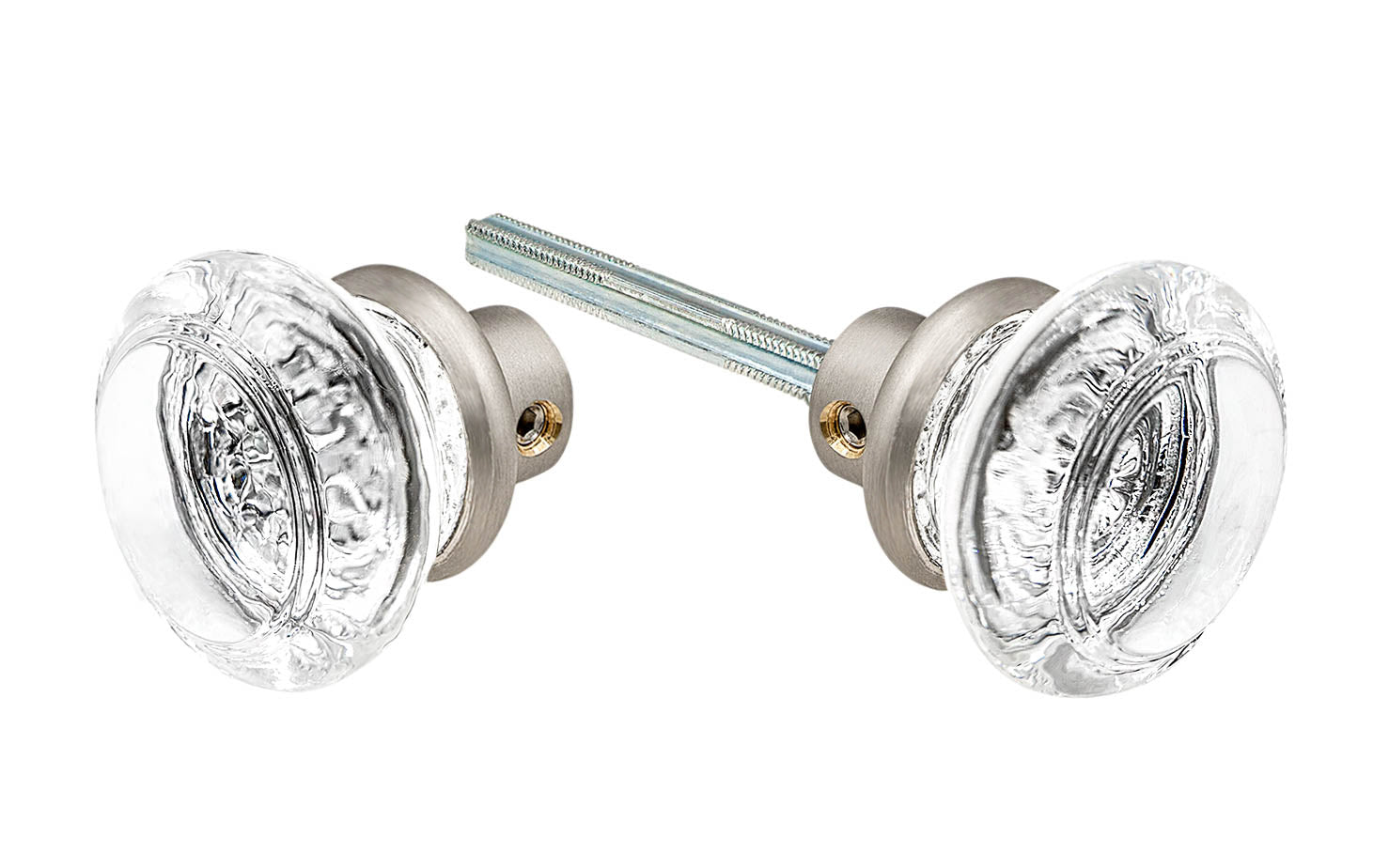 Pair of Round Clear Glass Doorknobs - Image 2