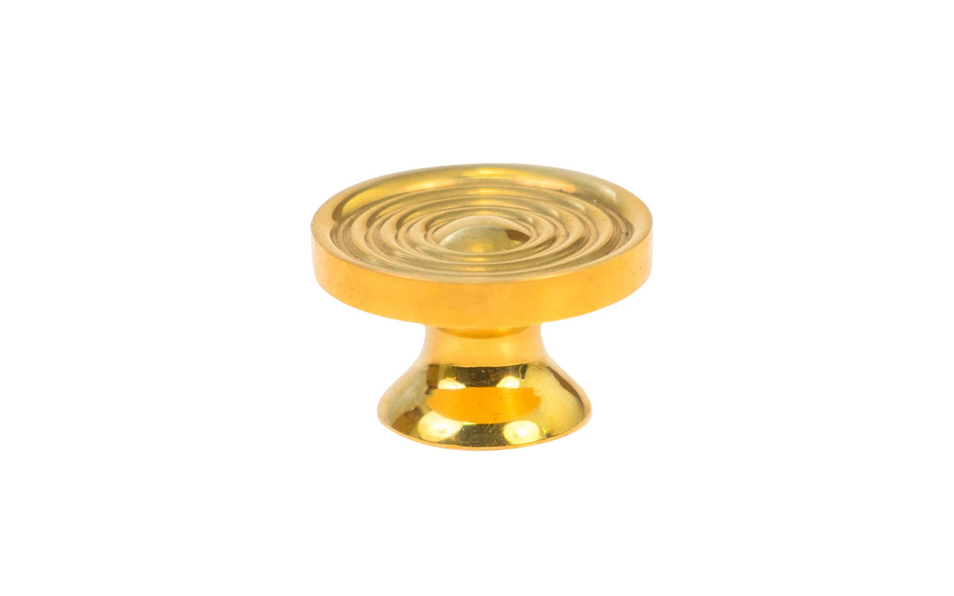 Solid Brass Mini Knob with Concentric Rings ~ 7/8" Diameter