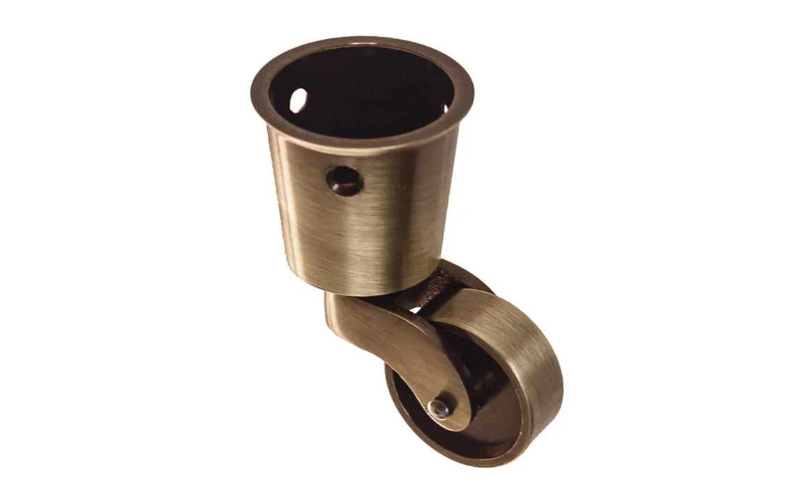 Solid Brass Round Socket Caster ~ 1-1/4" Wheel - Image 3