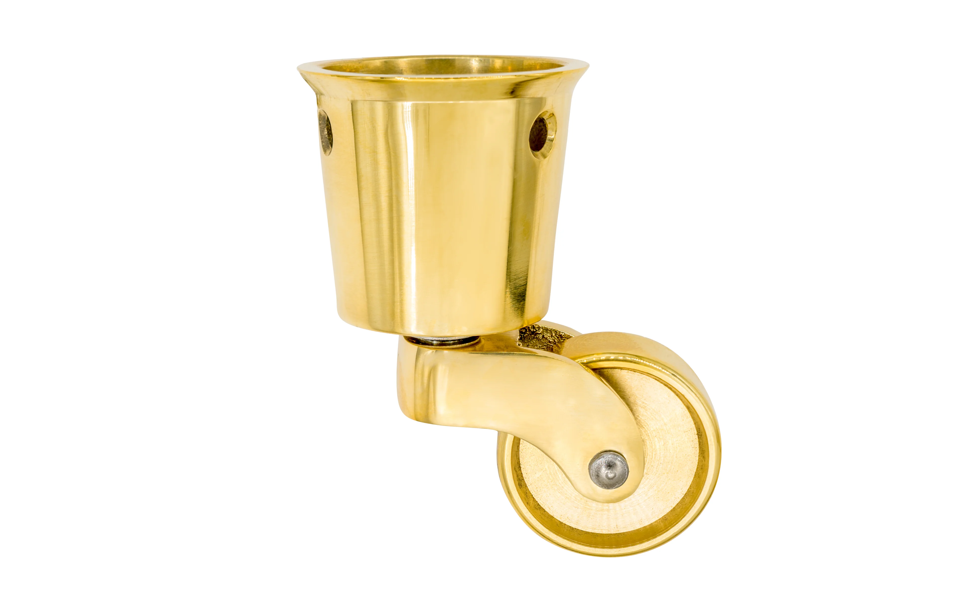Solid Brass Round Socket Caster ~ 1-1/4" Wheel - Image 4