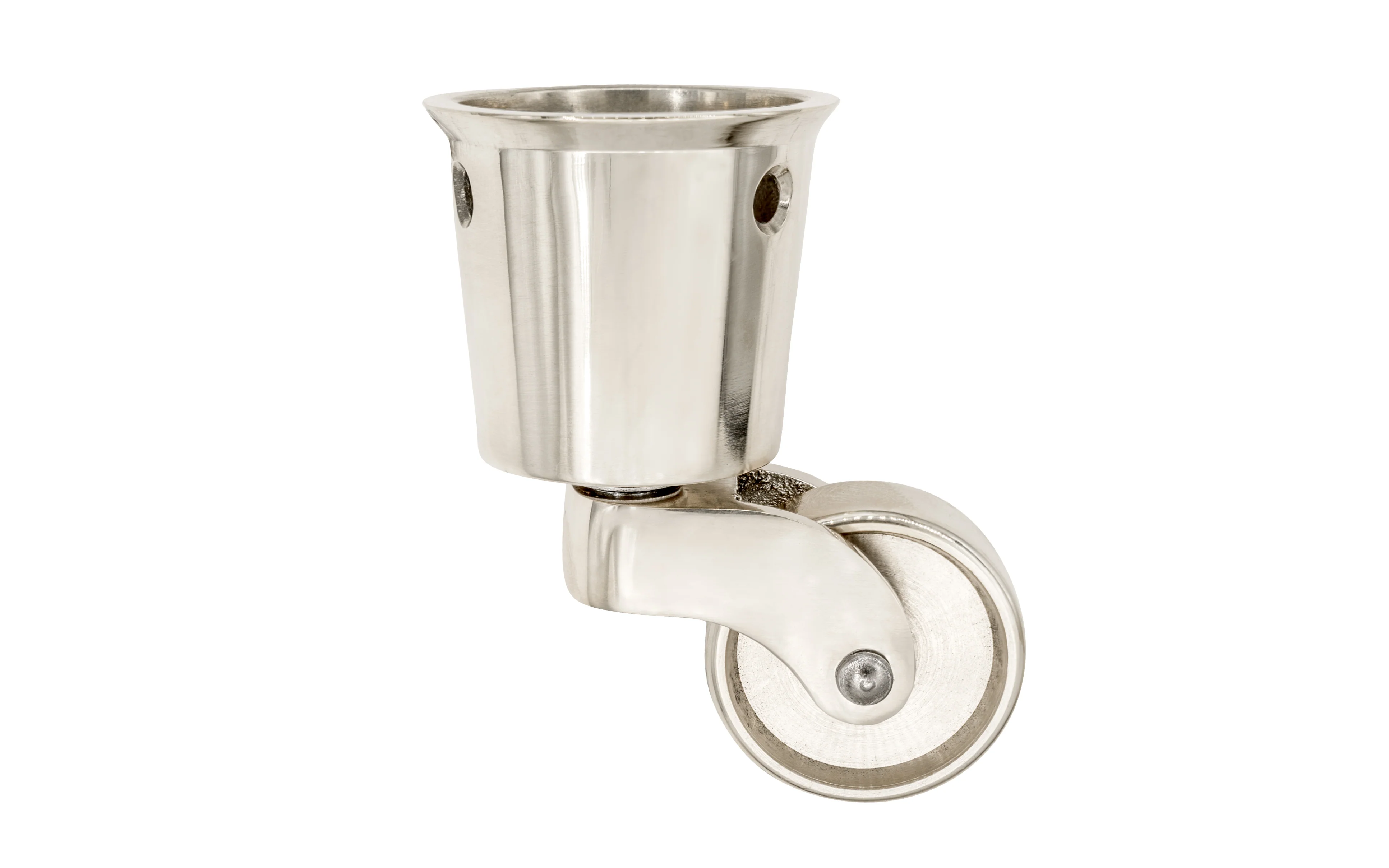 Solid Brass Round Socket Caster ~ 1-1/4" Wheel - Image 5