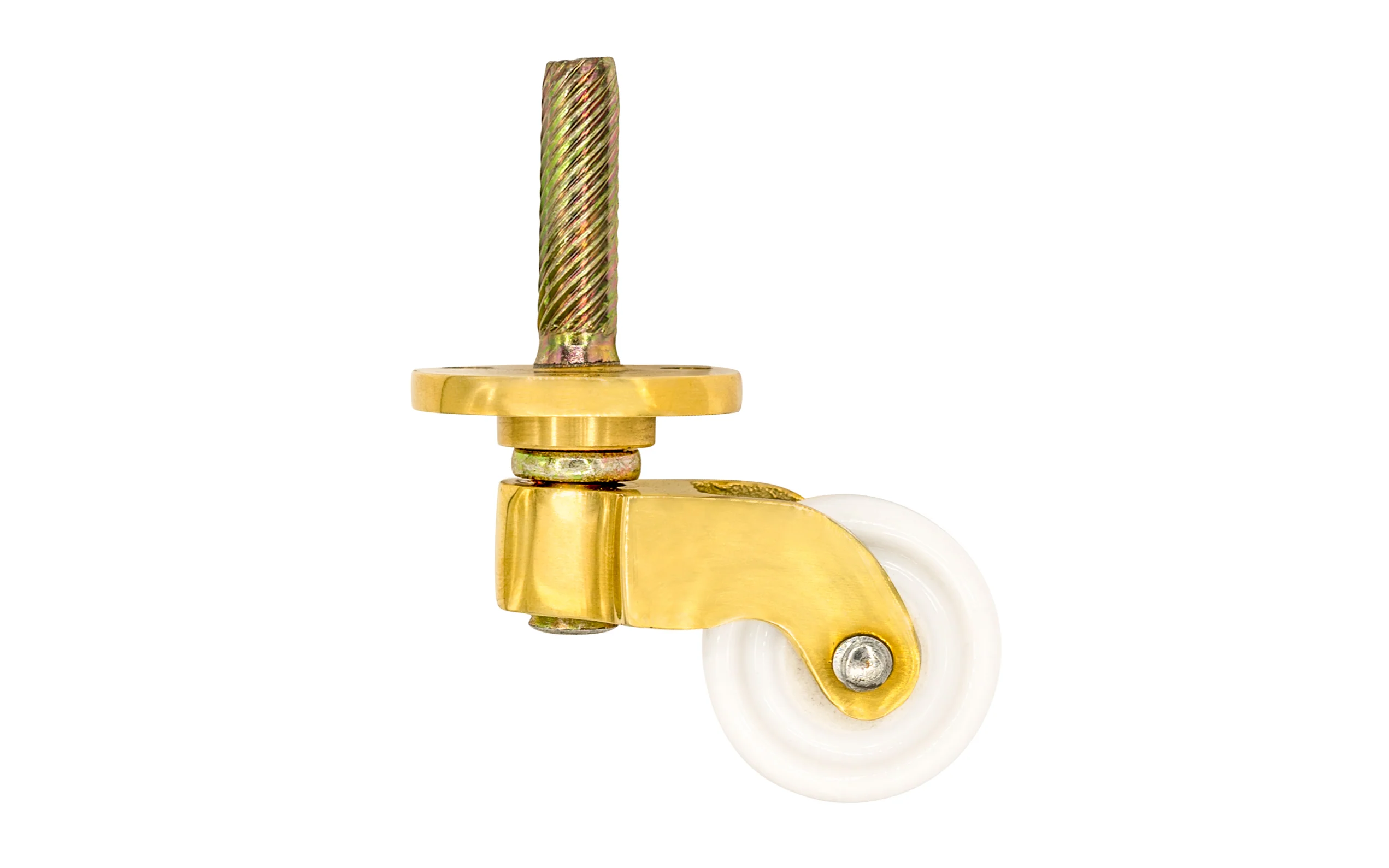 Solid Brass Stem & Plate Caster With Porcelain Wheel ~ 1-1/8" Wheel - Image 2
