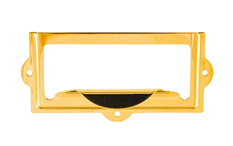 Stamped Brass Label Holder with Pull ~ 3-1/8" x 1-1/2" - Image 2