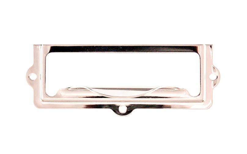 Stamped Brass Label Holder with Pull ~ 2-7/8" x 1" - Image 3