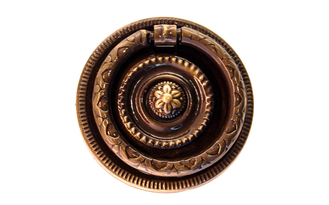 Stamped Brass Ornate Ring Pull ~ Larger Size