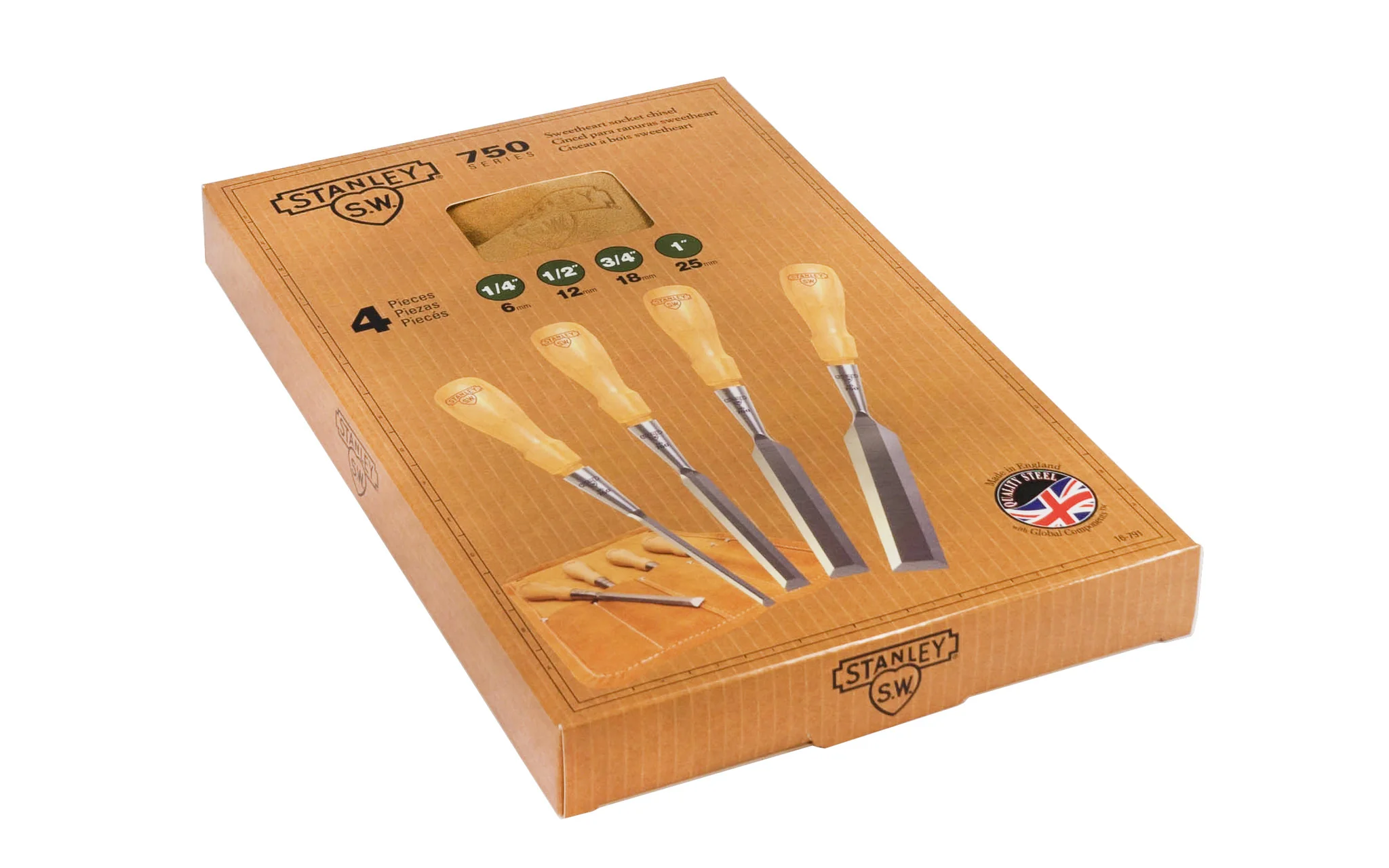 Stanley 4-Piece Sweetheart Socket Chisel Set with Leather Pouch - Image 5